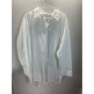 XIRENA Size LARGE White Button Down Shirt dress tunic Lightweight long sleeve